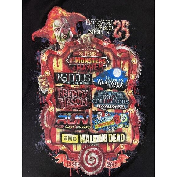 Universal Orlando Halloween Horror Nights 2015 Graphic T-shirt Women Small Black - Picture 2 of 5